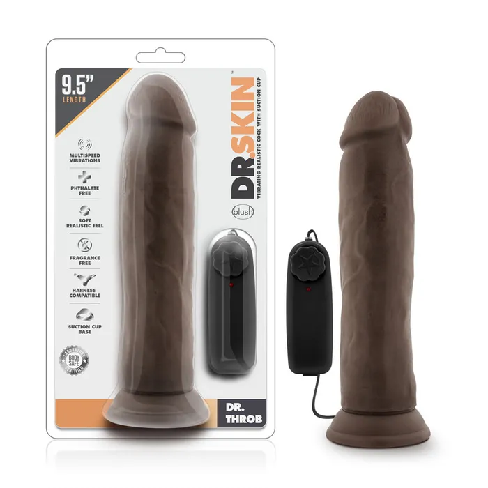 Female Sex Toys | Blush Dr. Skin - Dr. Throb - 9.5 Inch Vibrating Realistic Cock With Suction Cup