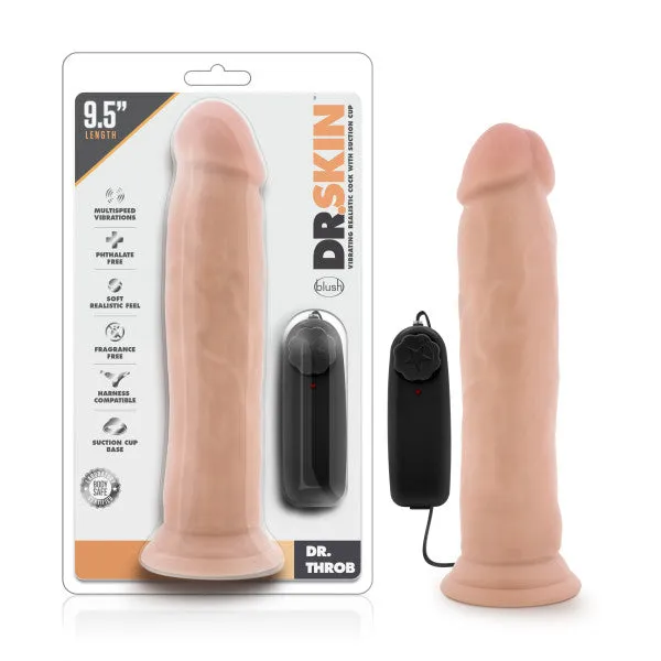 Female Sex Toys | Blush Dr. Skin - Dr. Throb - 9.5 Inch Vibrating Realistic Cock With Suction Cup