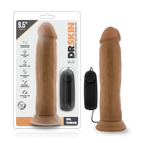Female Sex Toys | Blush Dr. Skin - Dr. Throb - 9.5 Inch Vibrating Realistic Cock With Suction Cup