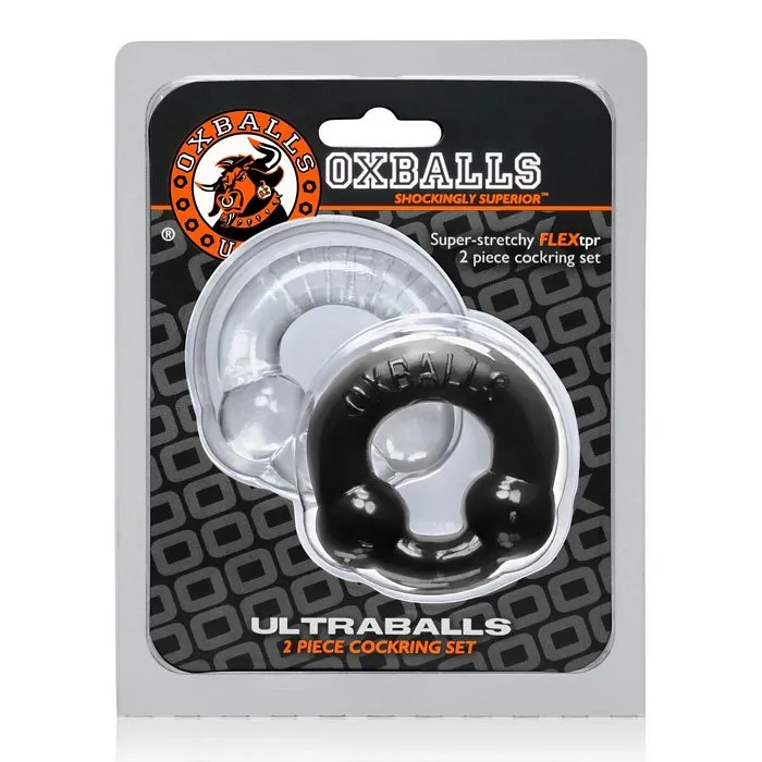Ox Balls Anal Oxballs Ultraballs Cock Rings BlackClear Pack of 2