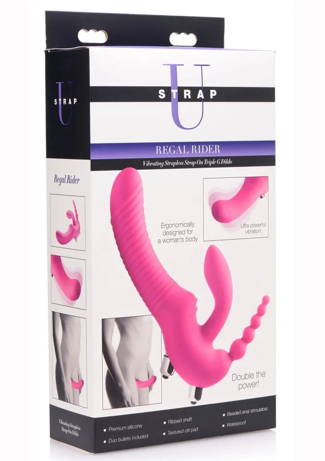 STRAP U Female Sex Toys Strap U Regal Rider Vibrating Silicone Strapless StrapOn Triple G 6in Dildo